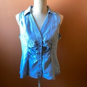 MICHAEL Michael  Kors Blue Sleeveless  Chambray Top